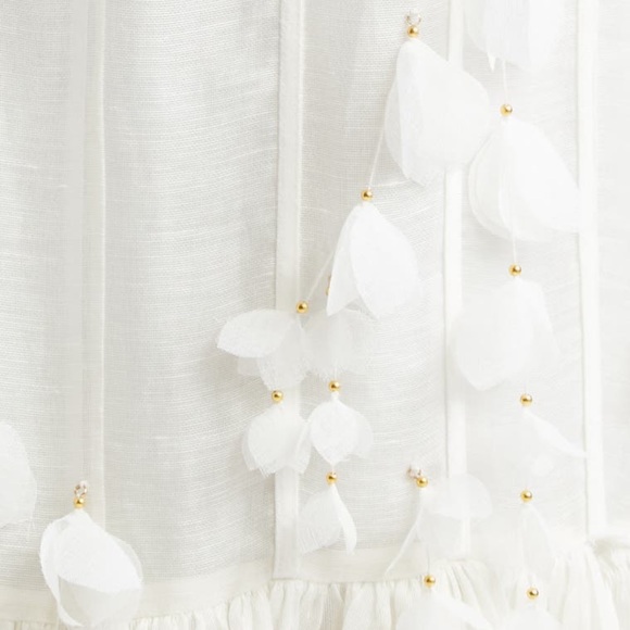 Zimmermann Wild Botanica Petals Linen Silk Corset Gown White Natural 0 - Picture 5 of 15